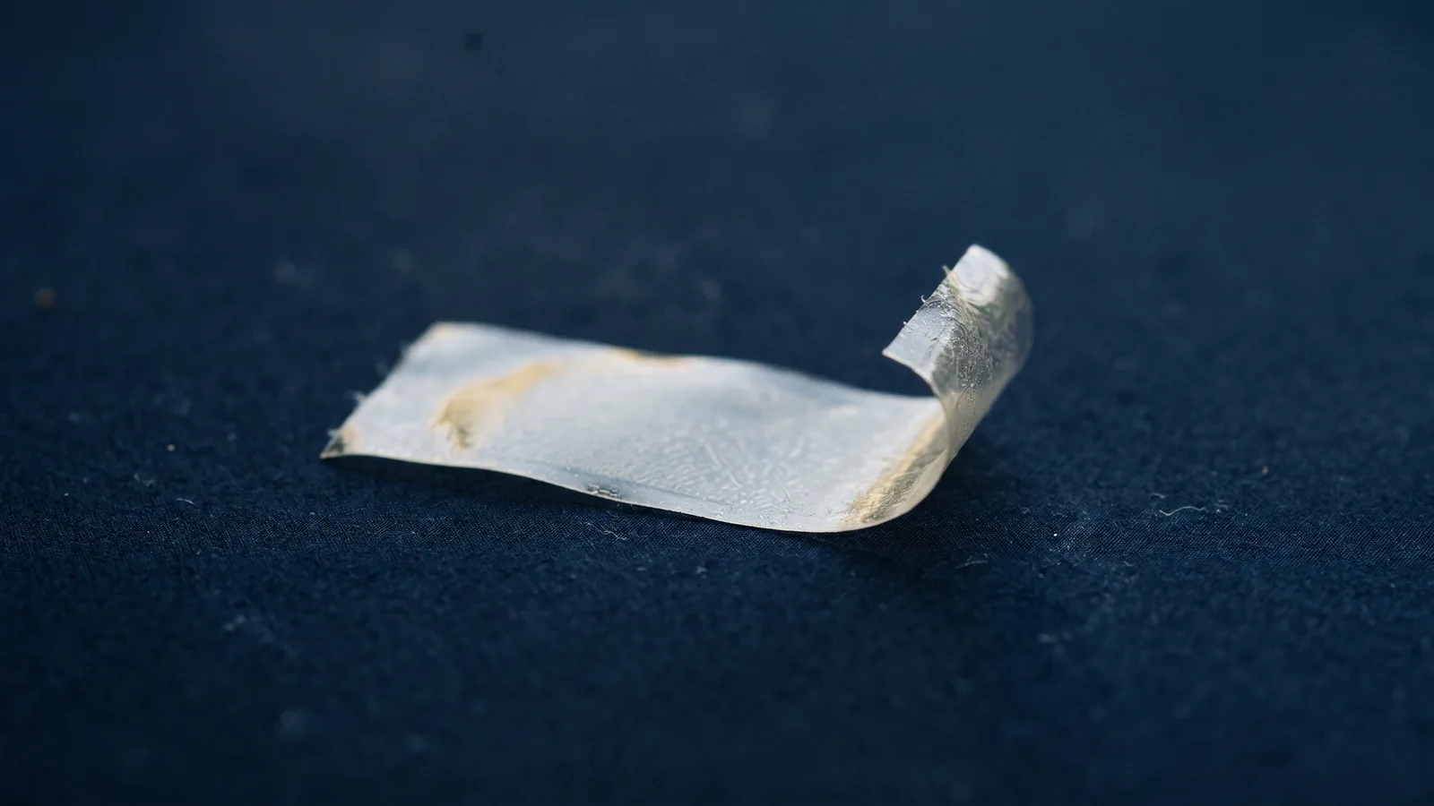 A translucent dissolvable medicine film in macro detail